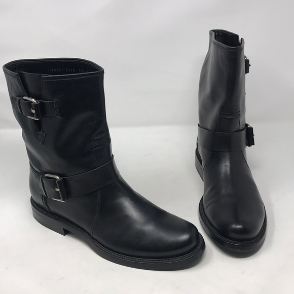 Casadei Black Leather Biker Moto Boots